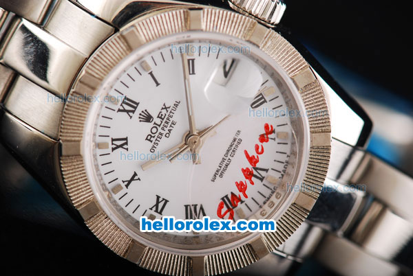 Rolex Datejust Oyster Perpetual Automatic Movement Full Steel with White Dial and Black Roman Markers-Lady Size - Click Image to Close